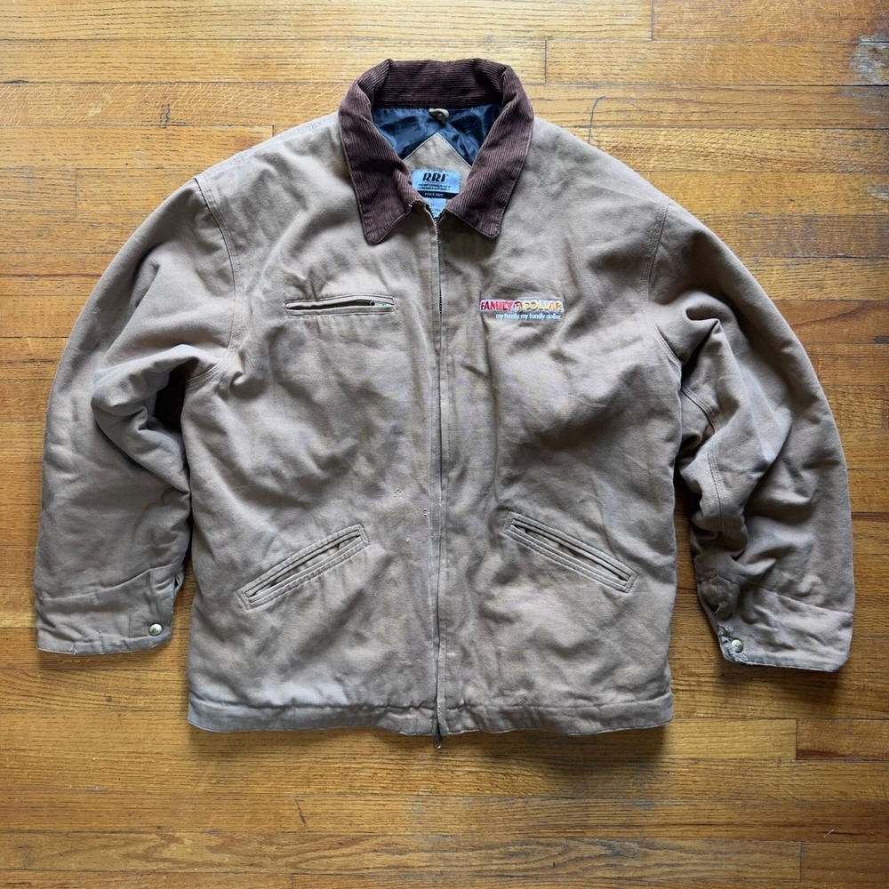RRI Workwear Jacket Family Dollar Embroidered Canvas Coat Brown 2XL